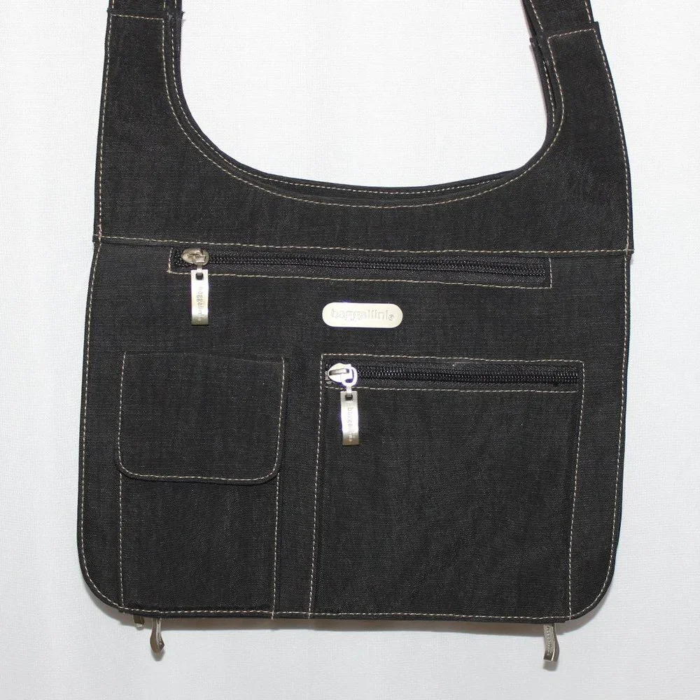 Baggallini Black Crinkle Nylon Crossbody Bag - Picture 2 of 7